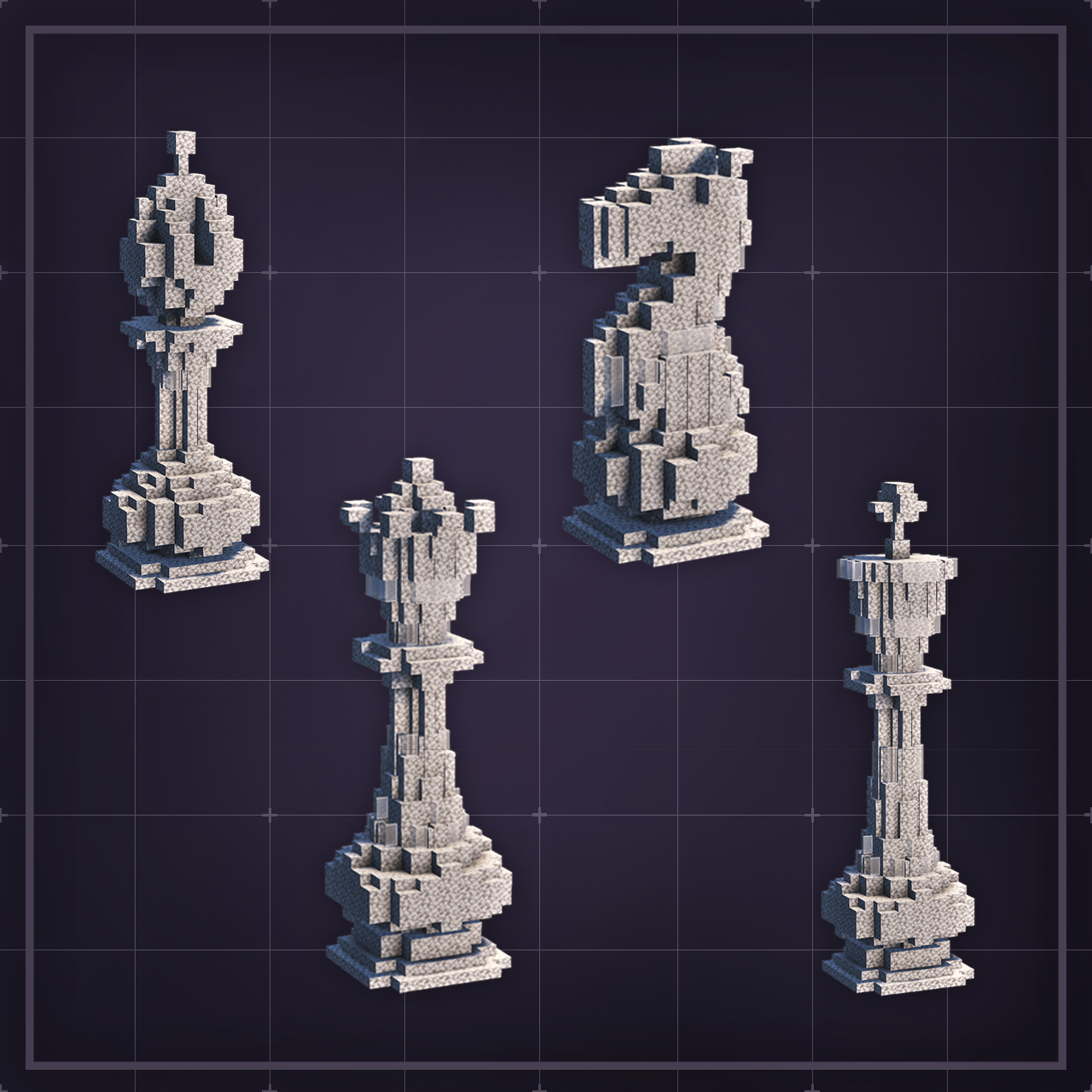 Chess Statue Pack - Statues Minecraft Build Download | KnightyBuilds